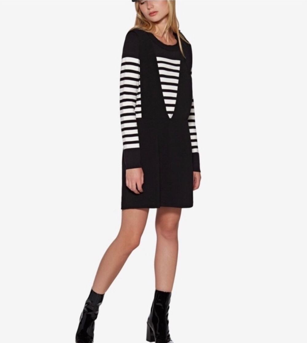New Avec Les Filles Black Pinafore Apron Mini Skirt Women's Size 6